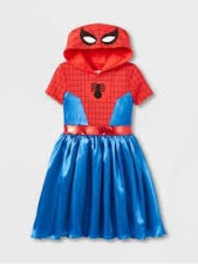 EUC Girls Size L Large 10/12 Marvel Spider girl 1- Piece Halloween Costume Dress
